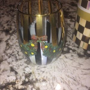 Mackenzie Childs 2 evergreen tumbler glasses new
